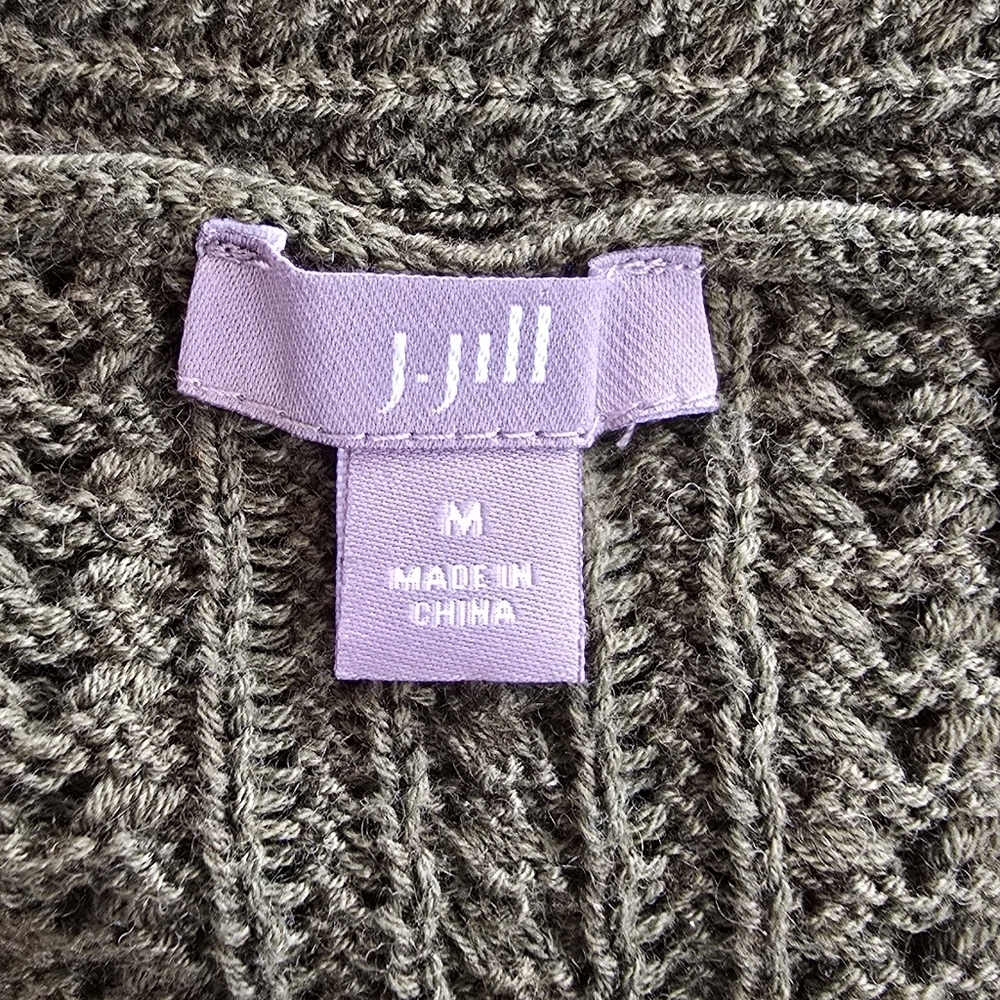 J.Jill▪️Army Green Open Front Knit High Low Cardigan Vest - Picture 5 of 5